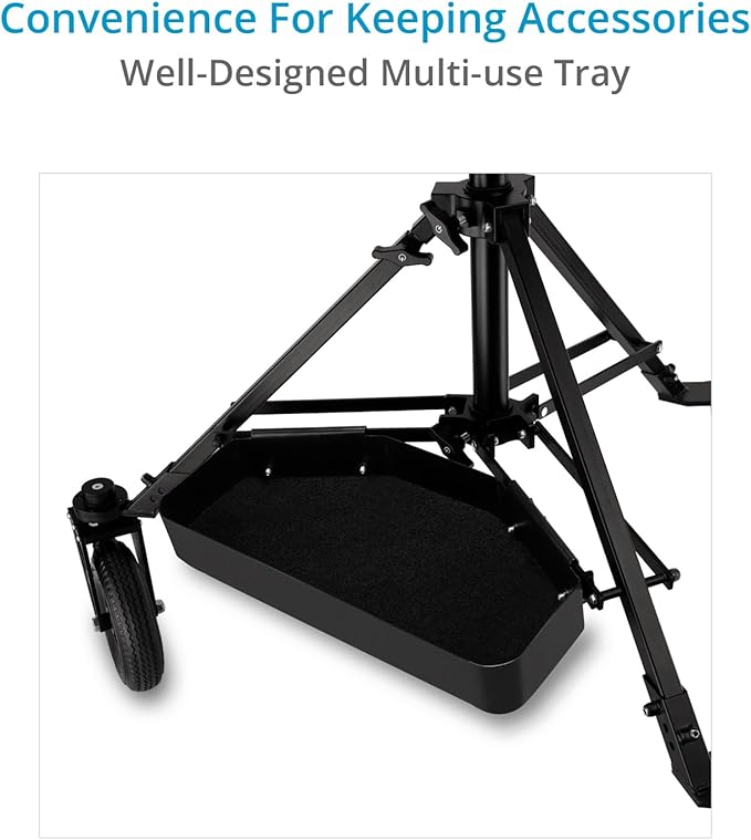 PROAIM Alpha Mobile Workstation: Height Adjustable Stand with 5/8 Baby Pin Mount, Monitor Mount, Wheel Set, Laptop & Accessory Tray. for Camera Operators, Photographers & Videomakers (TP-ALPA-02)