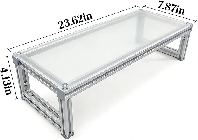 Monitor Stand Riser Acrylic Aluminum, Heavy Duty Ergonomic Screen Stand with Under Desk Storage, Neck Pain Relief Desk Organizer for Laptop PC iMac Home Office & Gaming