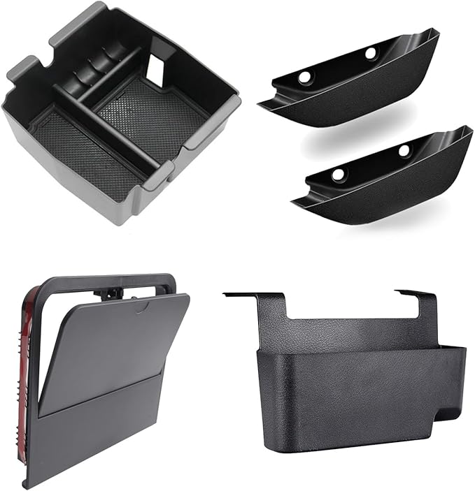 SXCY [4PCS Tray for 2025 2026 Jeep Wrangler Center Console Organizer for 2018-2026 Jeep Wrangler Accessories [2 Armrest Tray+Privacy Storage+Door Storage] 2023-2025 2026 Wrangler Console Organizer