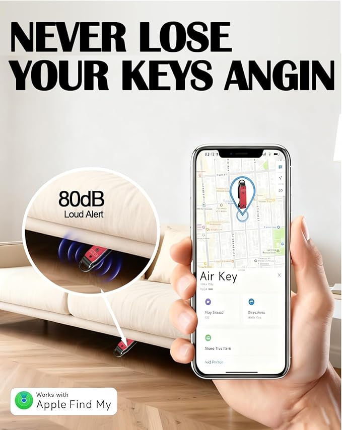 Air Keychain with GPS Tracker : Lightweight Compact Key Holder for Outdoor Use - Minimalist Metal Key Organizer
