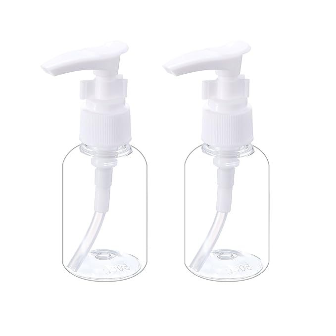 TecUnite 6 Pack Small Pump Bottles Clear Travel Bottle Plastic Empty Spray Dispenser Hand Lotion Sanitizer Refillable Accessories Set with Small Funnel for Flight, Airport, Holiday