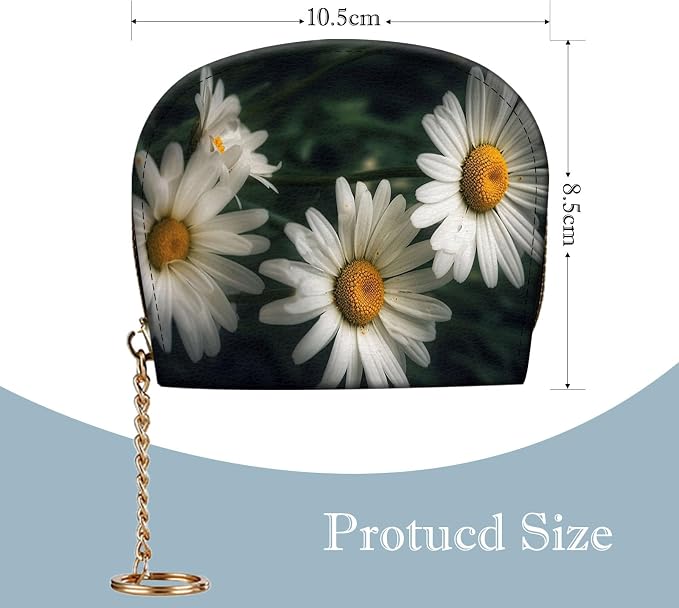 Women's Slim RFID Wallet – Compact Leather Card Holder Wallet for Women, 9 Card Slots RFID Blocking Credit Card Organizer, Small Travel Wallet - White and Yellow Daisy Flowers