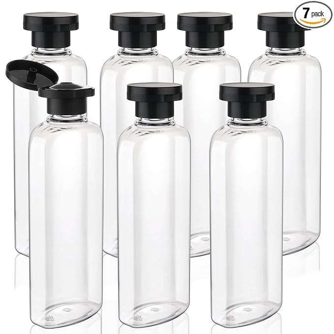 Travel Shampoo and Conditioner Bottles 7.7oz 7 Pack Leak Proof Squeeze Bottles with Flip Cap Refillable Containers Plastic Travel Bottle for Toiletries for Lotion Shampoo Conditioner