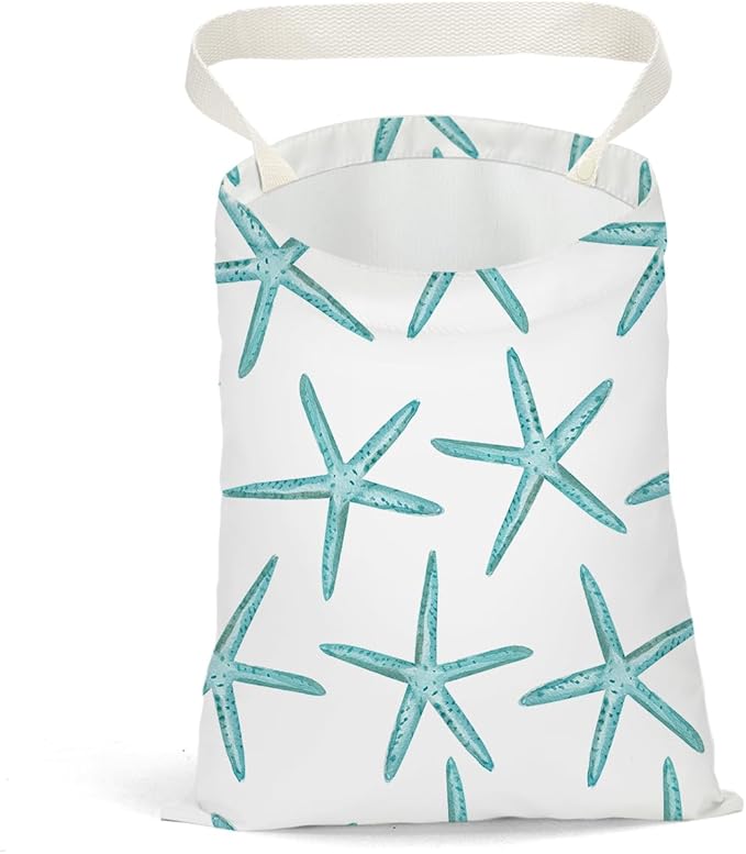 Car Trash Bag Car Garbage Bag Hanging Cars Trash Can, Waterproof Cars Back Seat Organizer for Vehicle Travelling Campingg Ocean Starfish Sailboat Anchor Decor