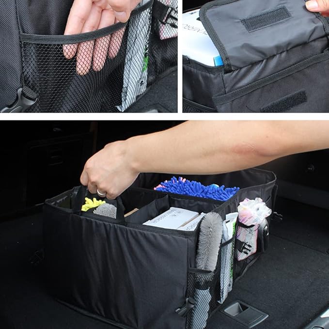 Trunk Organizer Car Basket Storage Tote Organizer Small Black Collapsible Snack Bins for Car SUV Sedan