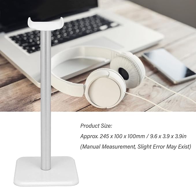 VBESTLIFE Headphone Stand, Headset Holder Earphone Stand with Aluminum Supporting Bar, for All Headphones Size for PC Gaming Headset Display & Headphones (White)