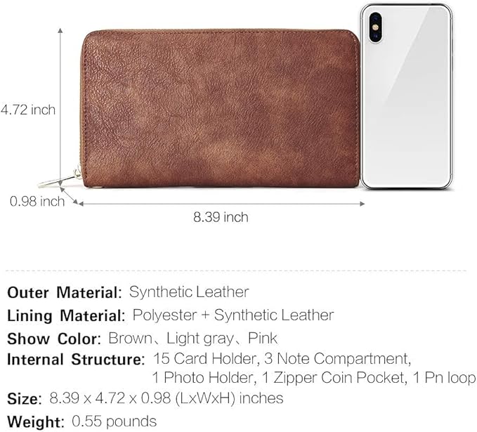 CLUCI Women Wallet Large PU Leather Wristlet Purse for Women RFID Blocking Zip Around Card Holder Ladies Travel Clutch | RFID, Bifold, Wristlet, Large