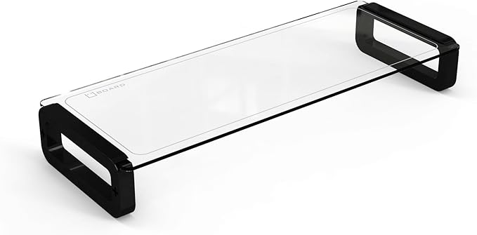 UBOARD Basic - Tempered Glass Monitor Stand Shelf Multiboard for Your PC, iMac and iPhone (Black)