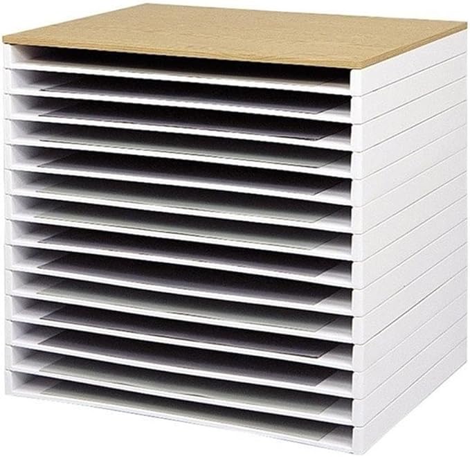 Pemberly Row Giant Stack Tray Set for 24" x 36" Documents, White Finish, HDPE Plastic, Steel Reinforced, Stackable Up to 5 ft, 300 lbs Capacity, Office Filing Storage System