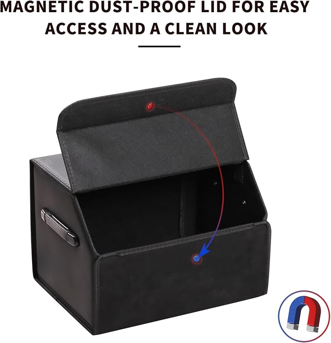 AUTOARK Leather Car Trunk Organizer,Durable Collapsible Adjustable Compartments Cargo Storage,AK-141