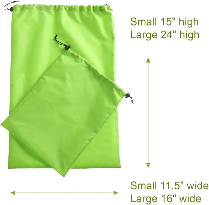 Smooth Trip Travel Laundry Bags with Odor-Blocking Barrier for Wet and Dirty Clothing - Set of 2 Foldable Compact Bags Fit in Luggage and Packs for Gym Clothes, Shoes, Bathing Suits and Baby Clothes