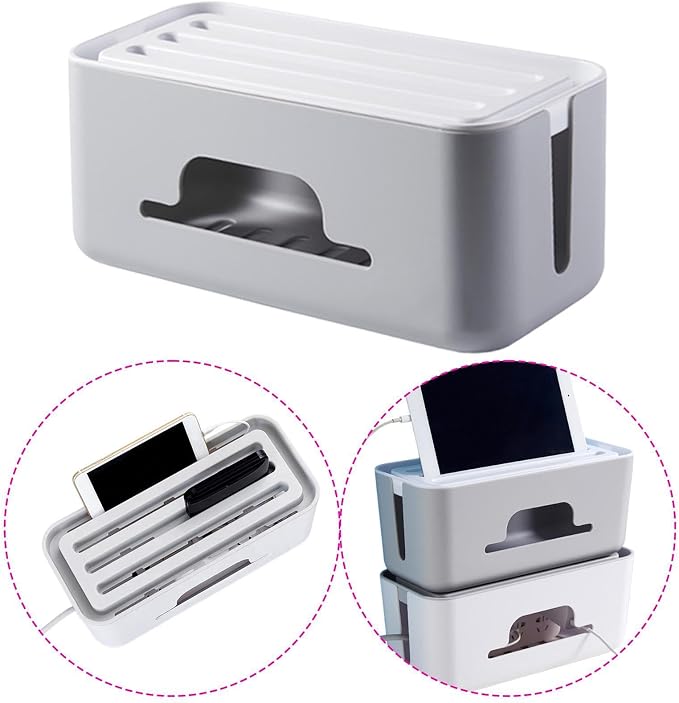 Cable Management Box, Sturdy And Practical, Cable Organizer, Case for Desktop Power Strips, Power Strips, Gray
