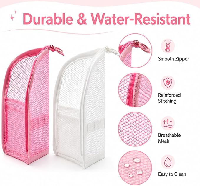 Standing Toiletry Bag, 4 Pcs Portable Lightweight Toiletry Bag for Travel, Waterproof EVA Mesh Large Capacity Toiletries Organizer Bag Cosmetic Zipper Pouch, Travel Essentials for Women Men