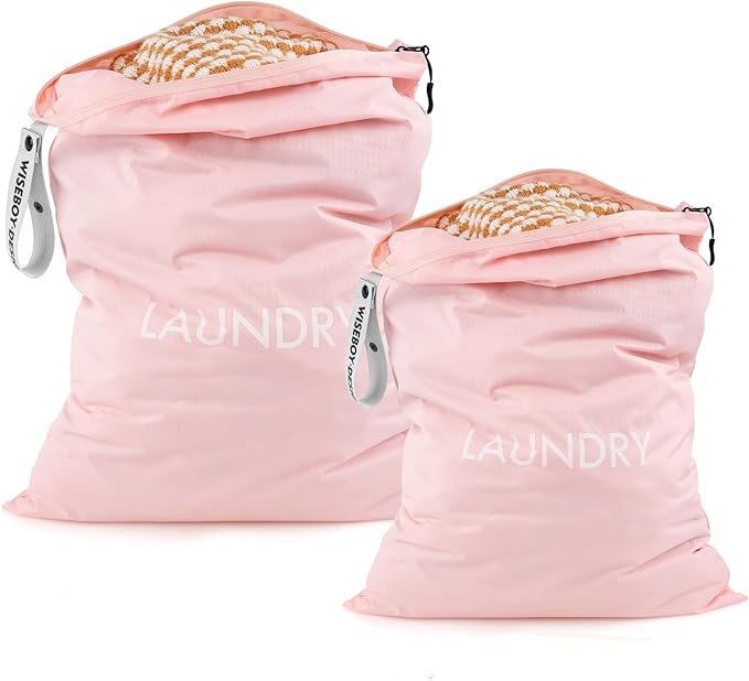 WiseBoy 2-Pack Travel Laundry Bags | Washable Wet Dry Bags for Gym | Odor-Resistant Dirty Clothes Organizer | Waterproof Swimsuit & Workout Gear Pouch with Heavy-Duty Zipper