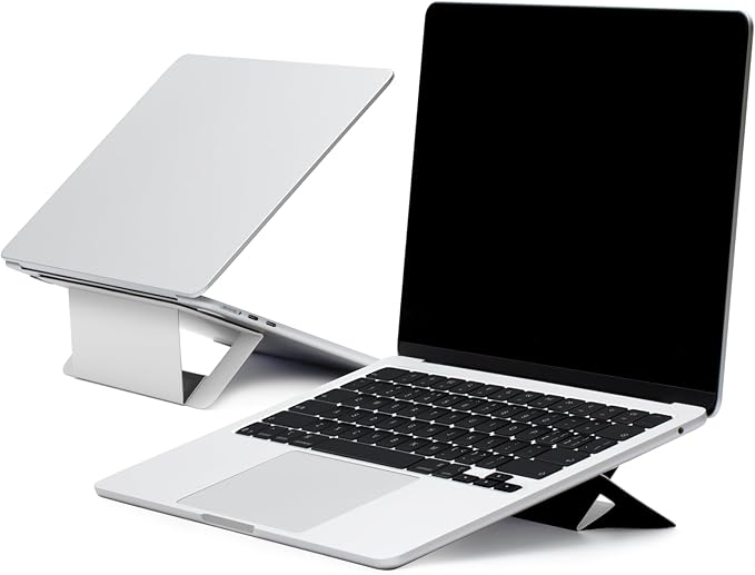 MOFT Laptop Stand for Desk, Adhesive Airflow Laptop Cooling Stand for Heat Dissipation with 2 Adjustable Viewing Angles, Foldable & Portable Computer Stand Compatible with Laptops 11"-16",Misty Cove