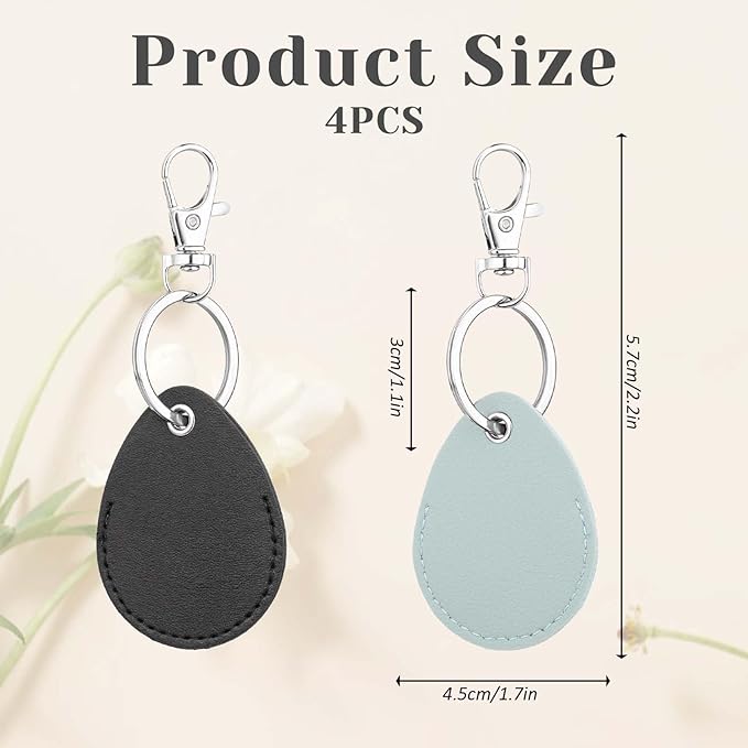 Psyqtsuary Leather Key Fob Holder, 4 Pcs PU Leather Keychain Key Holder for Keychain General Keys Fob, for Keys ID Keys Cards