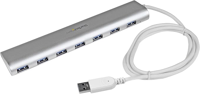 StarTech.com 7-Port USB Hub, USB A to 7x USB-A Ports, USB 3.2 5Gbps, Self-Powered, Portable Laptop Hub with power supply