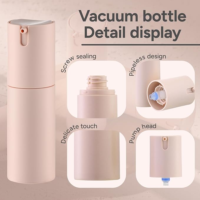 Lulupack 1 oz Airless Pump Bottles, Travel Lotion Container, Skincare Containers for Moisturizer(Plastic, Multicolor, 3Pcs)