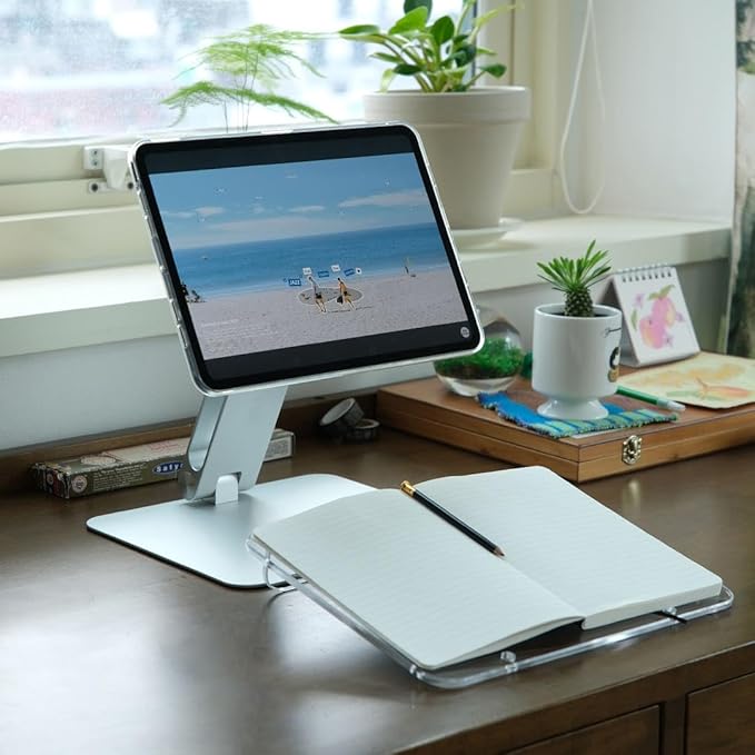 MITER 2-in-1 Magnetic Book & Tablet Stand – Detachable Acrylic Holder for Paper Books, Magnetic Mount for iPhone, iPad, Galaxy, Kindle, Boox, e-Reader Adjustable Innovative-Stand (Mini)