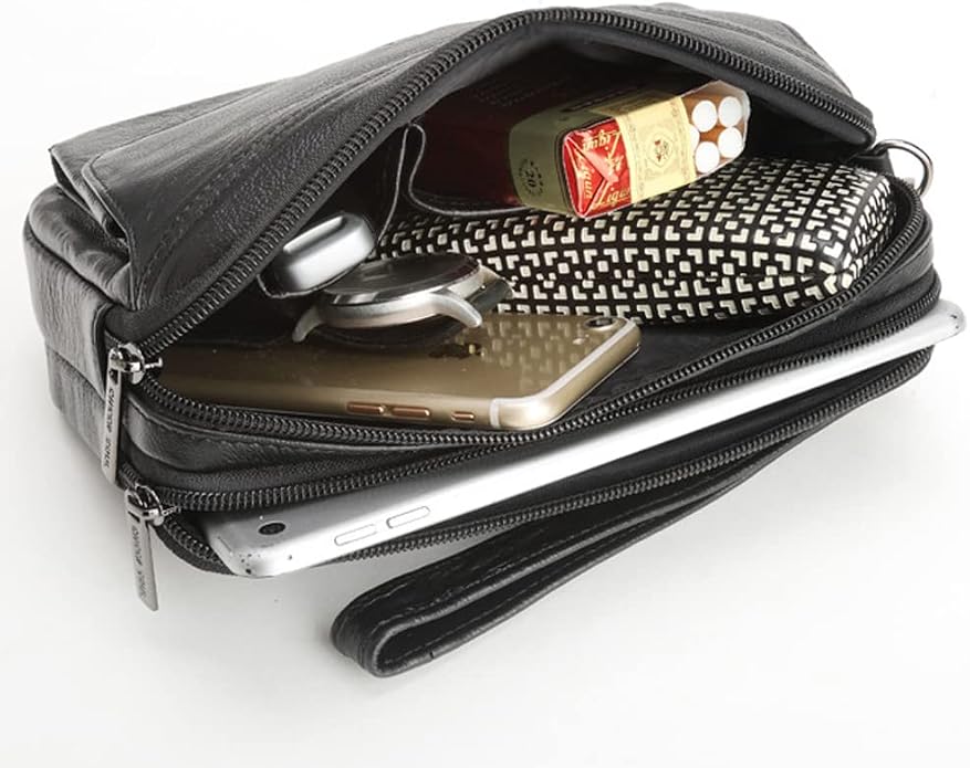 Leather Clutch Purse Wallet Men Wrist Bag