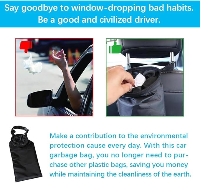 2PCS Foldable Cars Storage Bag, Car Garbage Bags, Hanging Back Seat Car Garbage Bag, Leak-Proof Waterproof Car Trash Bin, Oxford Cloth Foldable Auto Trash Bin Universal for Most Cars