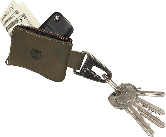 Hide & Drink, Leather Car Key Holder/Headphone & Charging Cables/Memory Cards/Flash Drives/Cash Zipper Case with Clasp Handmade :: Dark Jade
