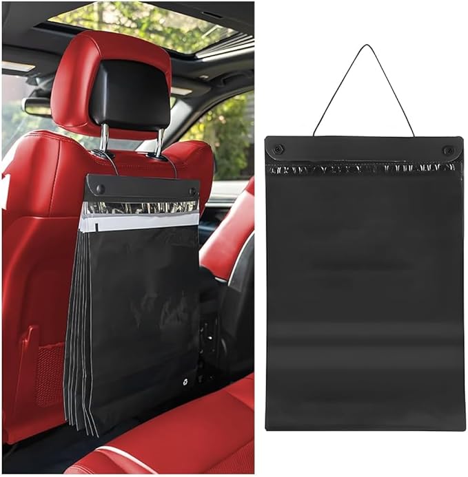 Mandark Car Trash Bag, 40PCS Disposable Large Capacity Hanging Garbage Pocket for Travel Camping, Portable Self Adhesive Auto Rubbish Pouch Accessories, Universal for Vehicles