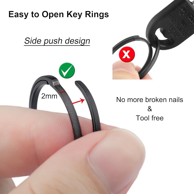 Titanium Key Rings Heavy Duty Side Push Split Key Chain Rings for Key Carabiner Quick Release Keychain