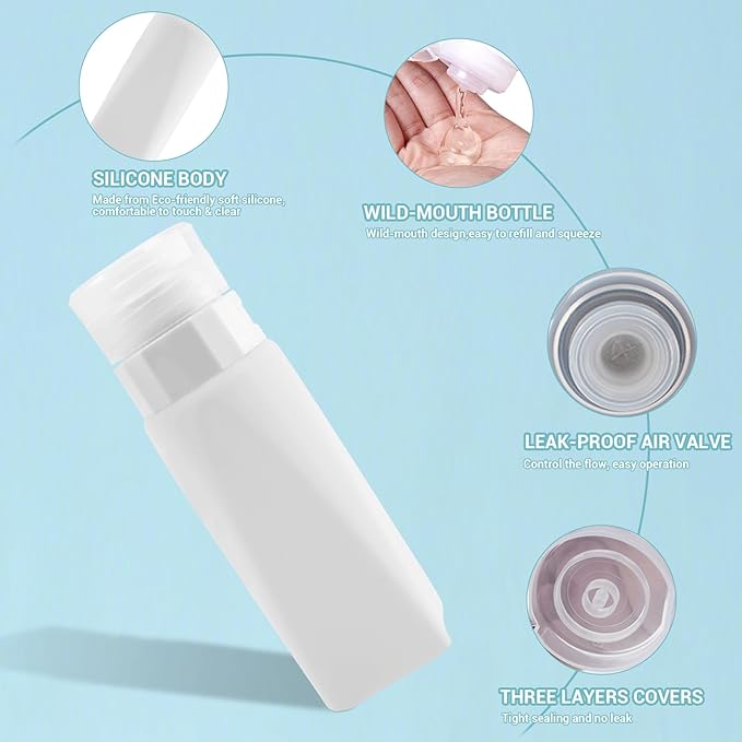 Travel Bottles Leak Proof,3 oz TSA Approved Silicone Squeezable, Refillable Containers Set for Toiletries Shampoo Conditioner Lotion (travel bottles black)