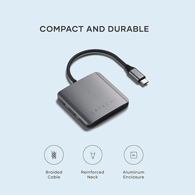 Satechi USB-C Hub: 4-in-1 with 100W Pass-Through & 10Gbps USB 3.2 for MacBook, iPad, Surface, Chromebook & More
