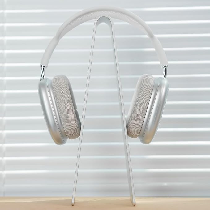 Aluminum Headphone Stand, Universal Headset Holder for Desk, Gaming Headphone Hanger with Anti-Slip Base, Compatible with Over-Ear & On-Ear Headphones (White)