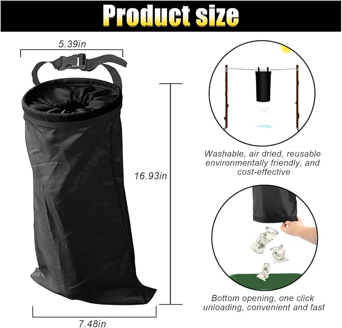 2PCS Car Trash Bag, Auto Portable Trash Can Universal Hanging Car Garbage Bag, Waterproof Garbage Can with Elastic Opening, Car Organizer Auto Accessories for Car, Home, Outdoor