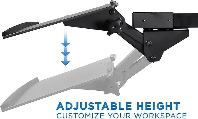 Mount-It! Under Desk Keyboard Tray Slide Out, Height Adjustable Keyboard Mount with Wrist Support, 26" Wide Large Platform, Tilt and Swivel for Office and Home, Black