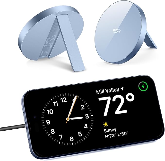 ESR for Magsafe Charger, Wireless Charger Kickstand, Charging Pad for iPhone 16/15/14/13/12 Series and AirPods 4/3/Pro/Pro 2, Galaxy S25 Strong Magnetic Charger Pad with 5 ft Removable Cable, Blue