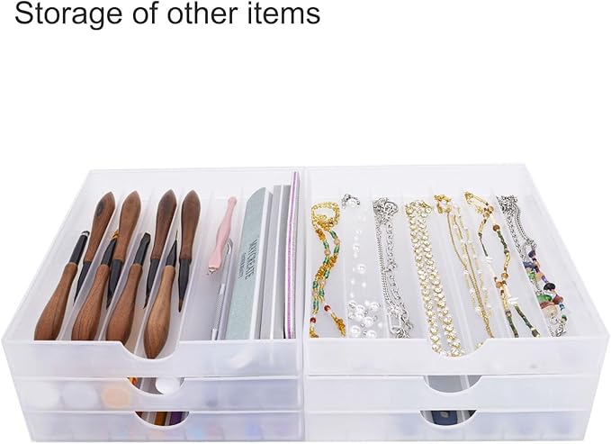 Desk Drawer Organizer, Pen Holder Tray Pen Storage with Fountain Pen, Pencil, Marker, Crayon, Chalk, Nail Art Tools for Office, Craft Room - 4Pack