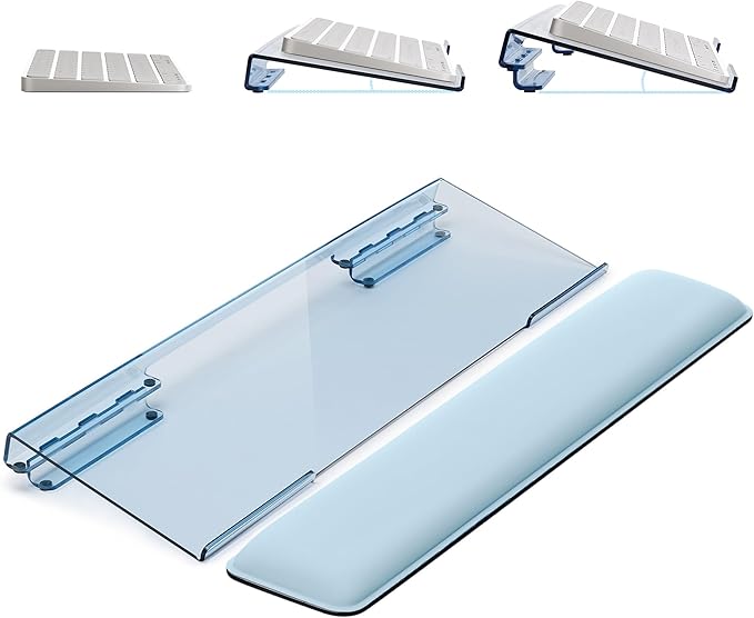 Computer Keyboard Stand for Desktop, Ergonomic Keyboard Wrist Rest 2-Level Height Adjustment, Non-Slip Key Board Riser Pad for Office, Gaming, and Home Desks