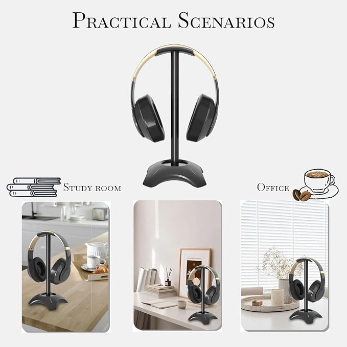 Hd-S1 Gaming Headphone Stand, Headset Holder Hanger Mount Aluminum with Protective Silicone Pad, Compatible with Sony, Bose, Shure, Jabra, JBL, AKG & Gaming Headsets (Black)