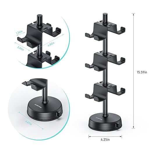 MANMUVIMO Headphone Controller Storage Stand Holder with Anti-Slip Stable Suction Cup 3 Tiers, Universal Storage Display Stand for Desk Compatible for PS5/PS4/Xbox Series/Xbox One