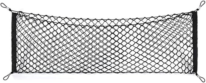 Car Rear Cargo Net, Universal Adjustable Elastic Trunk Cargo Storage Organizer Net Compatible for SUV, Jeep, Truck, Storage Nylon Mesh Double-Layer with Hooks (35.4 x 15.7 Inch)