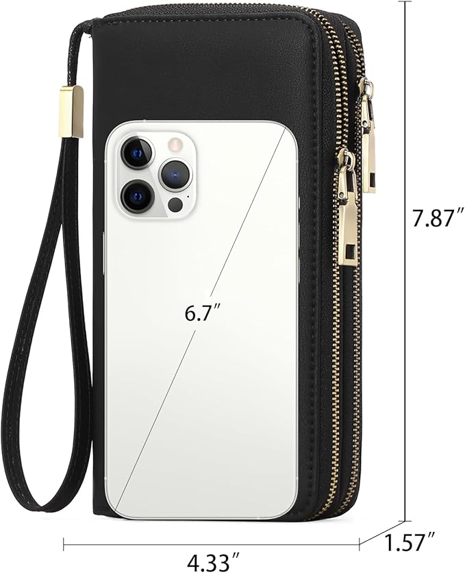 GAEKEAO Wallet for Women Clutch RFID Blocking Wristlet Leather Purse Large Capacity Credit Card Holder with Grip Hand Strap