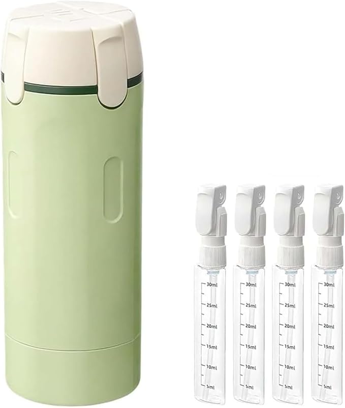 Leak Proof Travel Bottles Set, 4 Pack 30ML Refillable Travel Size Containers, Portable Silicone Squeezable Bottles for Shampoo, Conditioner, Lotion (4 in 1 Kit) (Green)