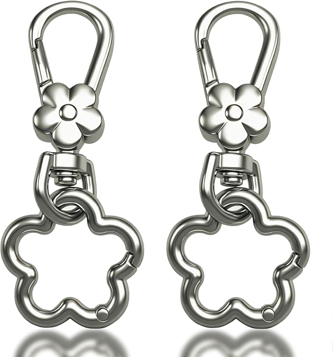 Metal Keychains for Women Men, 2PCS Cute Flower Shape Quick Release Key Chain Bag Charms Car Keychain Holder Clip