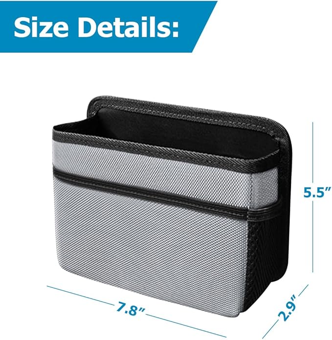 Mandark Car Trash Can, Foldable Mini Vehicle Trash Bin Garbage Organizer Holder, Waterproof Auto Interior Hanging Dustbin Storage Bag Container Accessories, Universal for Most Cars (Silver/Gray)