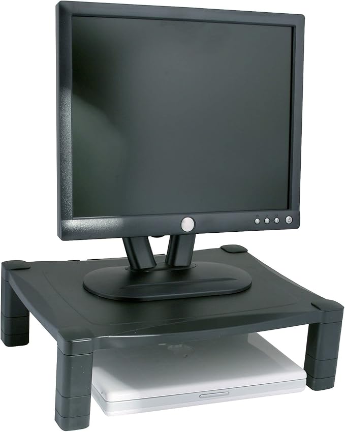 Kantek Single-Level Monitor Stand, 17" X 13.25" X 3" To 6.5", Black, Supports 50 Lbs