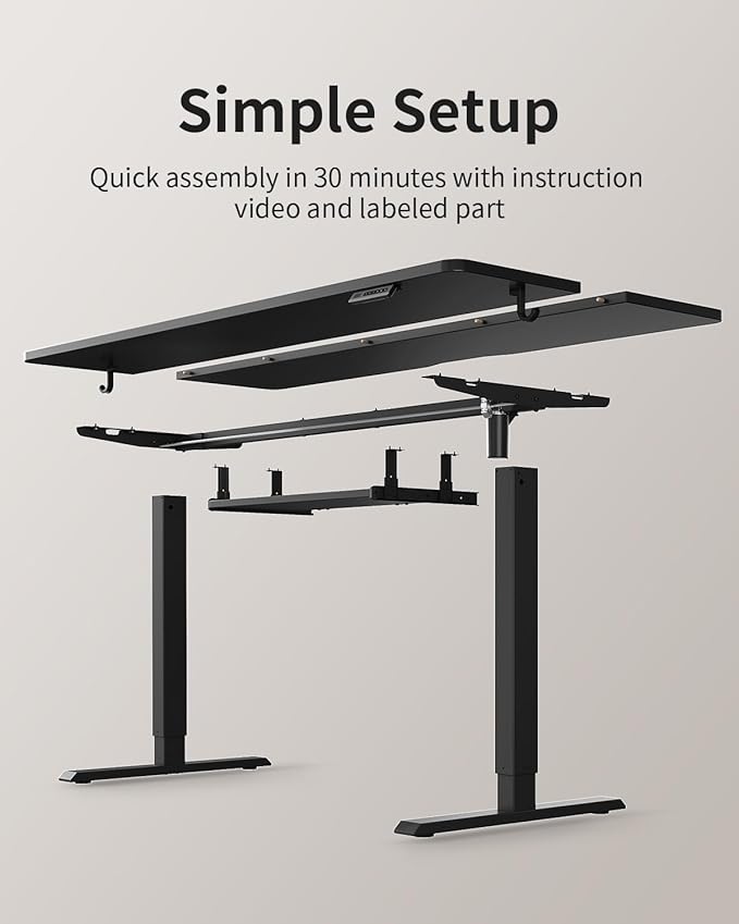 FEZIBO Standing Desk with Keyboard Tray, 48 x 24 Inch Adjustable Height Sit Stand Desk with Memory Presets for Home Office, Ergonomic Computer Workstation, Black