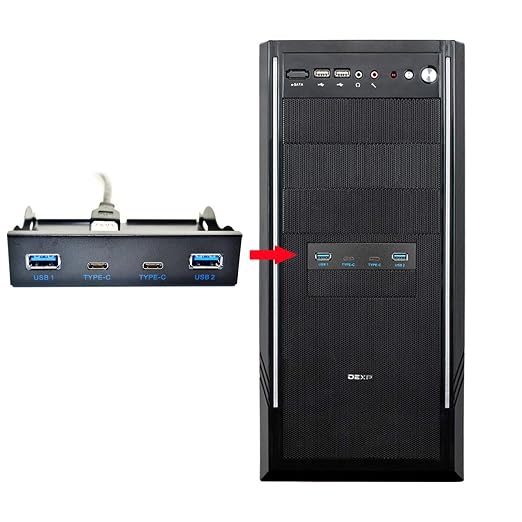 Chenyang USB-C & USB 3.0 HUB 4 Ports Front Panel to Motherboard 20Pin Connector Cable for 3.5" Floppy Bay