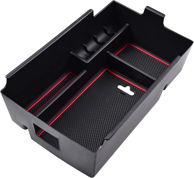 EDBETOS Center Console Organizer Compatible with Chevy Equinox Accessories 2018 2019 2020 2021 2022 2023 2024 Insert Tray Interior Secondary Armrest Storage Box ABS, Red