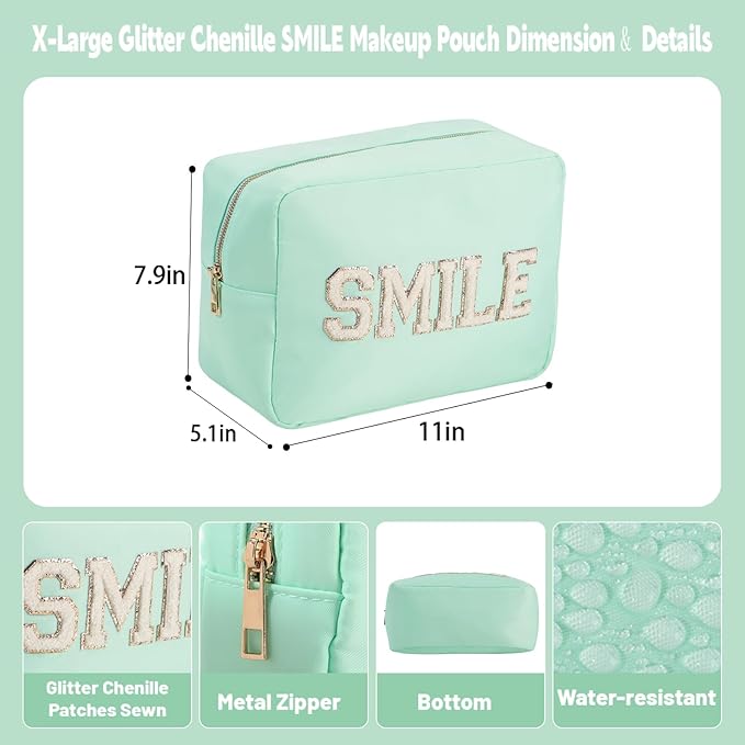Travel Essentials Makeup Bag for Women Water-resistant Toiletry Organizer Nylon Cosmetic Pouch Preppy Stuff