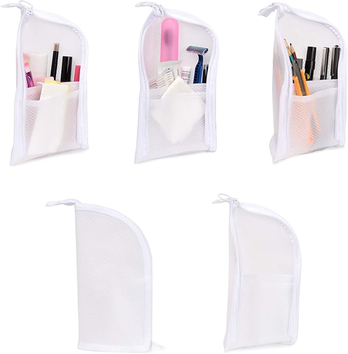 patu Standing Travel Toiletry Bag - Transparent Waterproof PVC Mesh Pouch with Triangle Design for Bathroom Essentials & Personal Care, 2 Packs, White