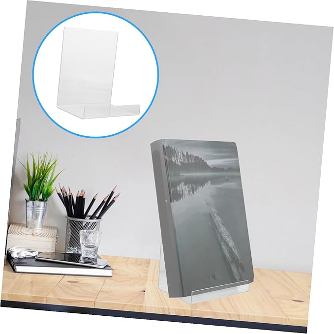 TEHAUX Book Display Stand Simple Book End Acrylic Book Rack Magazine Holder for Study Room Library Office
